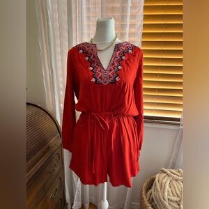 Old Navy Red Embroidered Romper